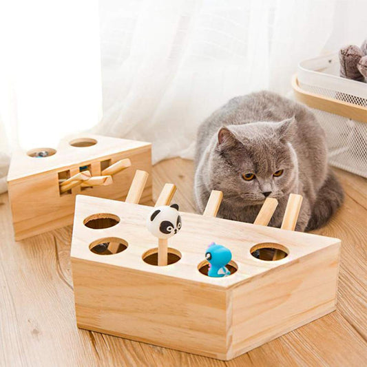 Interactive Cat & Mouse Wooden Toy